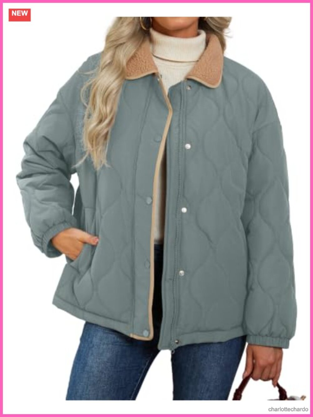 Womens Quilted Puffer Jacket Lightweight Button Down Coat with Pockets